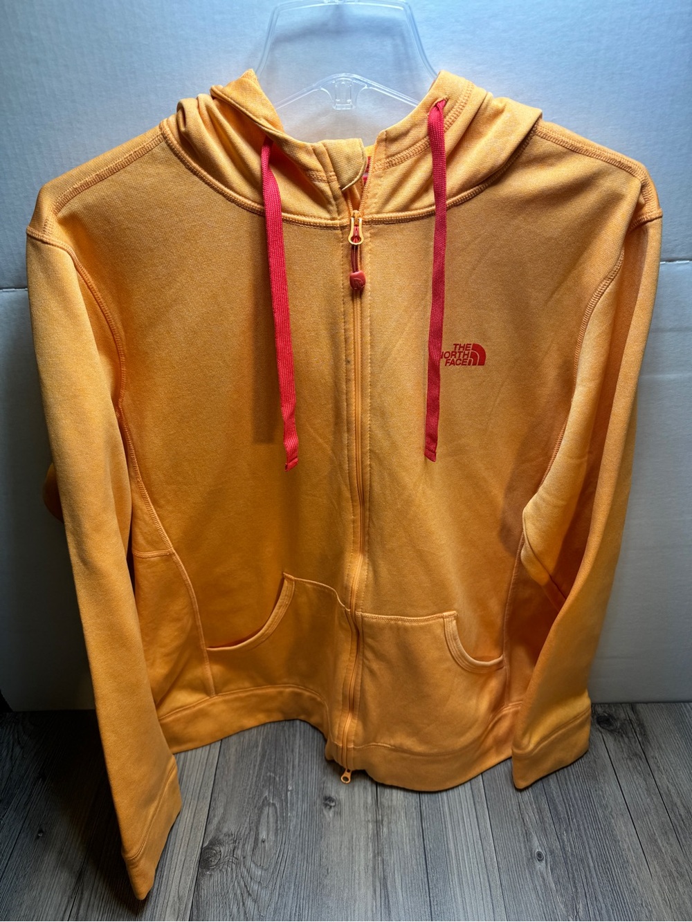 Women's The North Face Full Zip Light Orange Ligthweight Hoodie Sweatshirt Sz XL